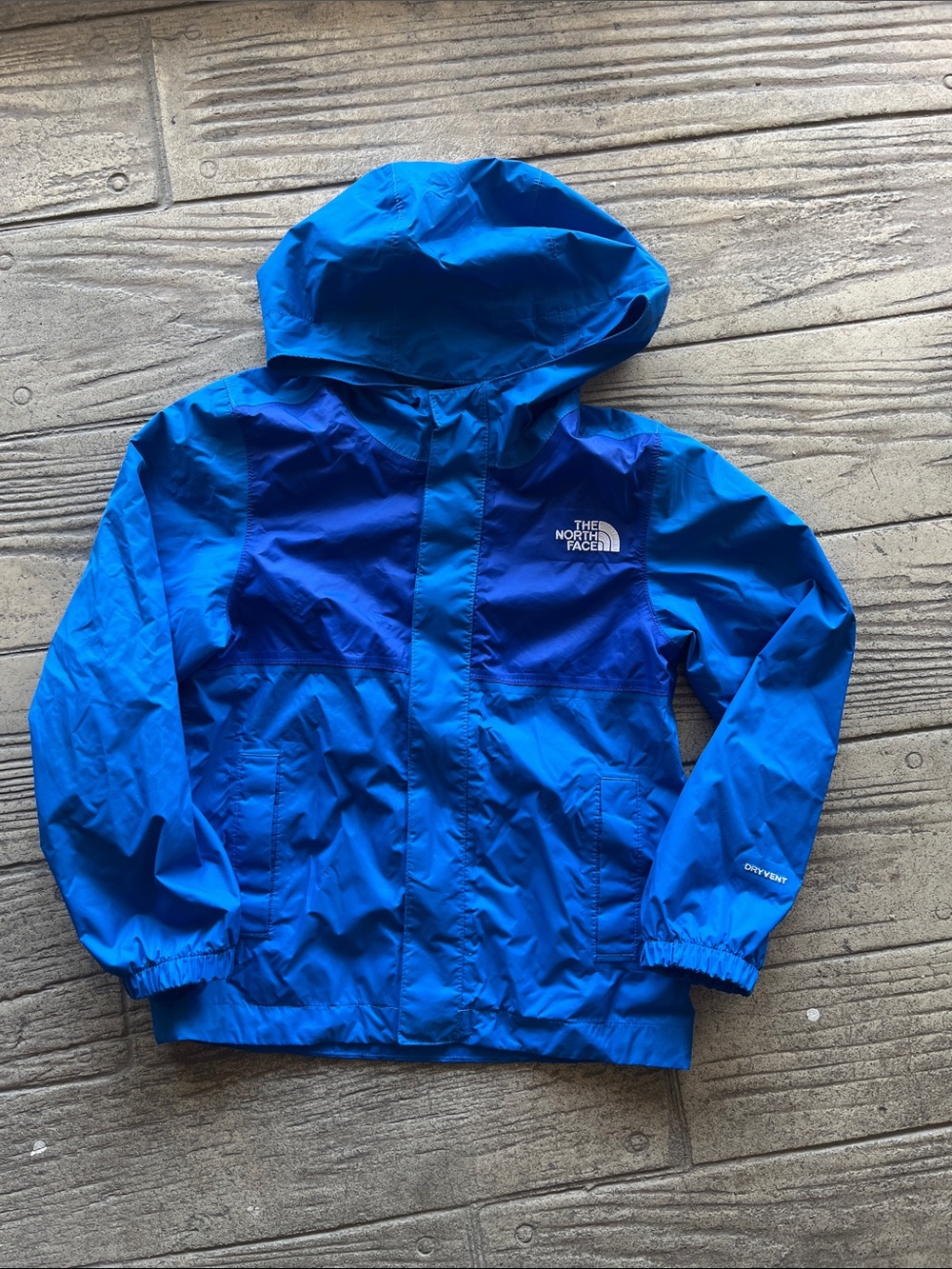 The North Face Kids' Two-Tone Blue Hooded Windbreaker Jacket